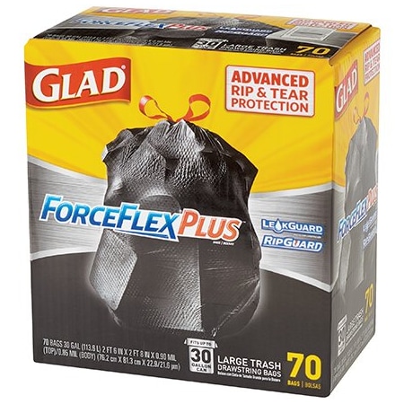 Glad Glad ForceFlex Trash Bags - 30 Gallon, Black, 70PK BUY00029851